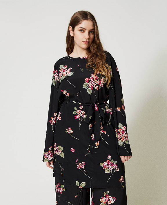 Платье-туника из крепа с цветочным принтом